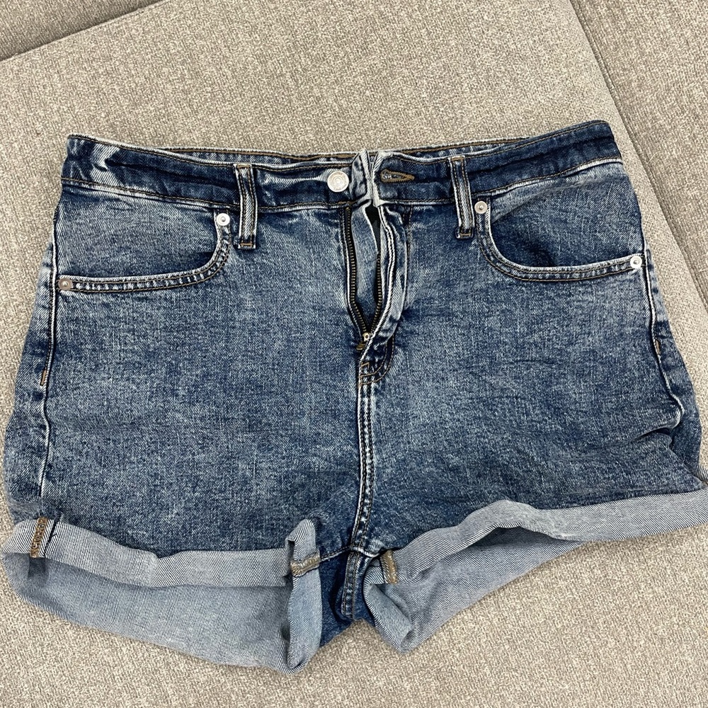 Acid Wash High Waisted Denim Shorts